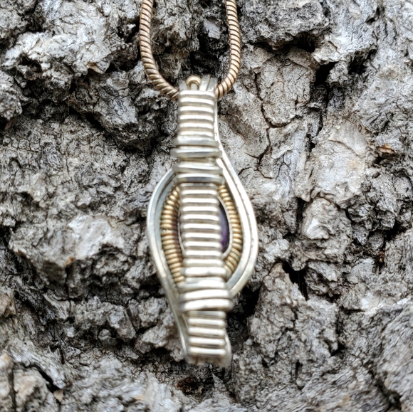 Amethyst Pendant - Handmade Gold Silver Wire Wrap - Picture 2 of 4